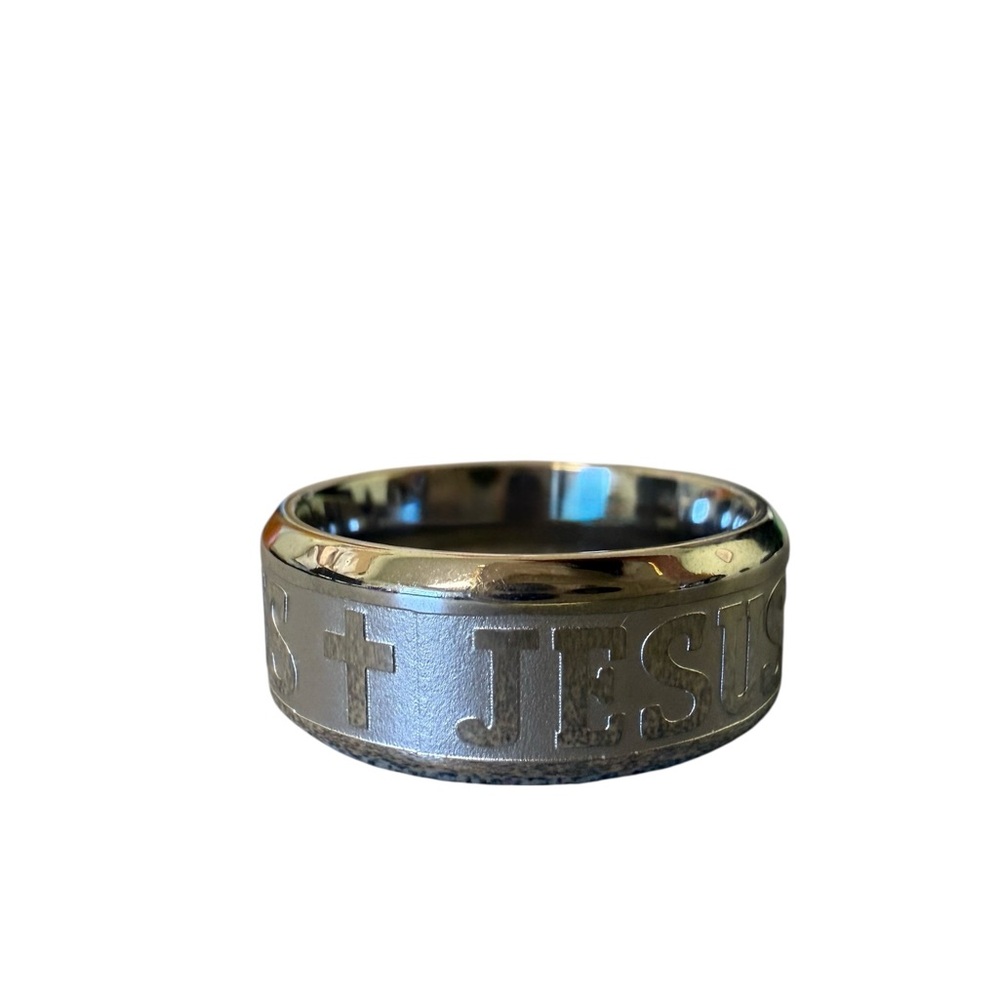 Faith Inspired Silver-tone Men's Ring